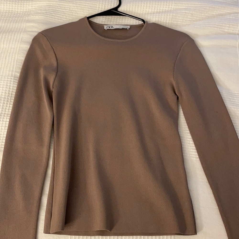 Nude/Brown Long Sleeve Top